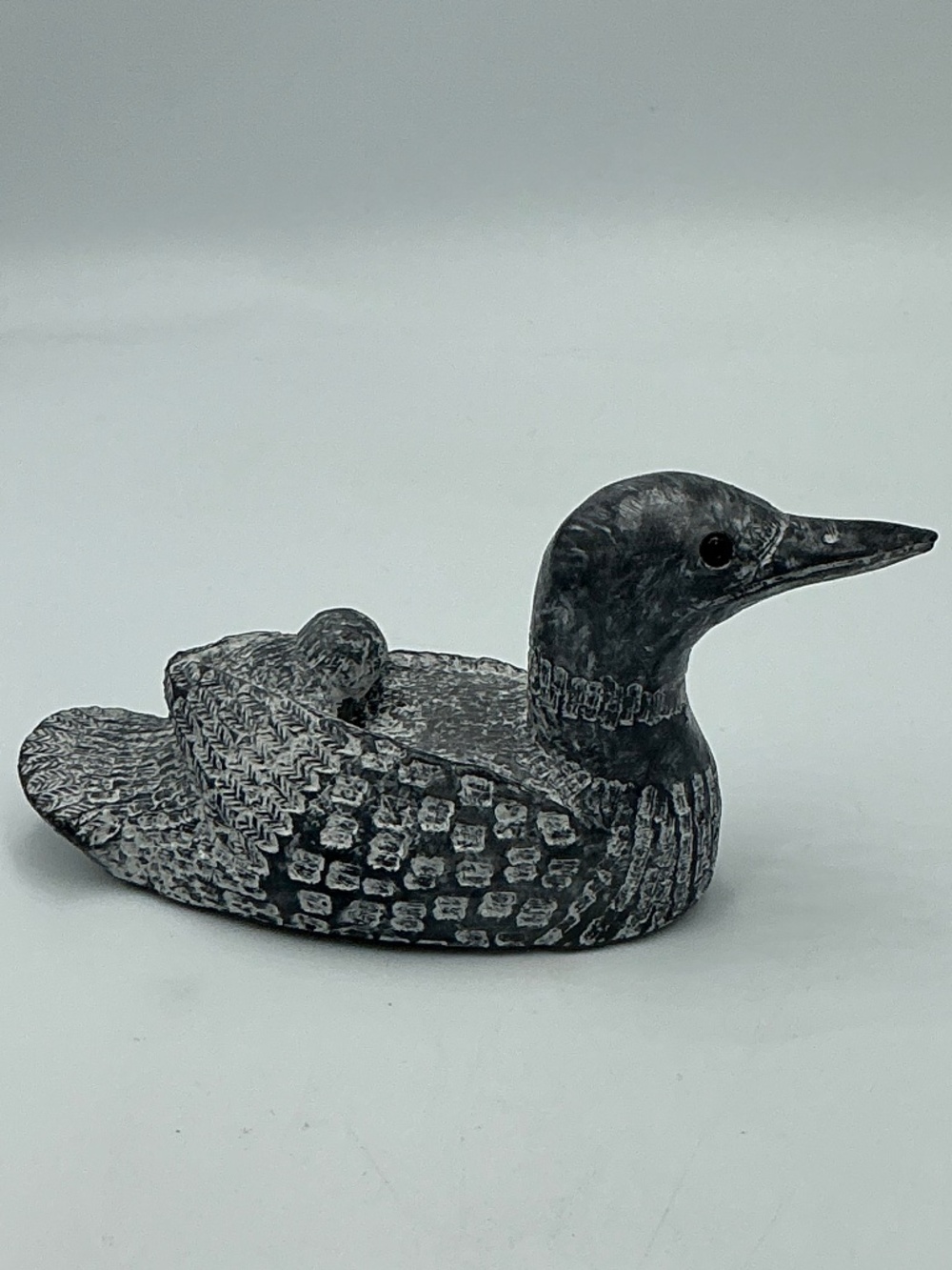 Wolf Original Figurine Loon With Baby on Back Wildlife Sculpture